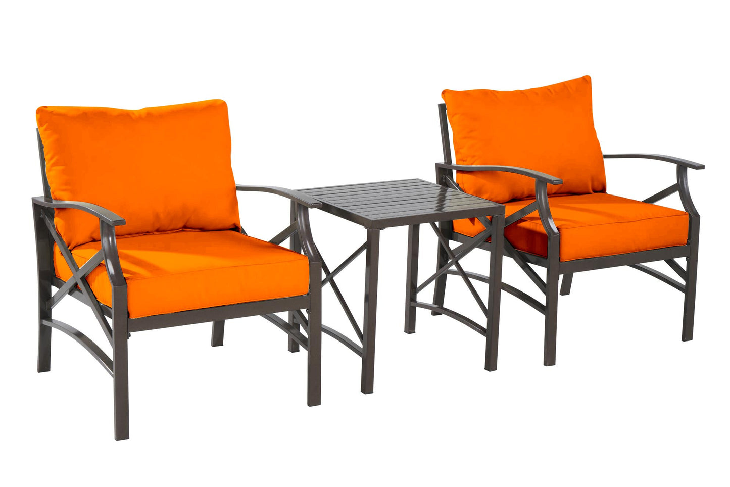 Saint Birch Luxi 3 -Piece Patio Conversation Set with Orange Cushions