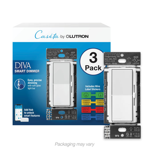 Lutron Caseta Multi-location Smart with LED Illuminated Rocker Light Dimmer Kit, White (3-Pack) DVRF-6LS-WH-3