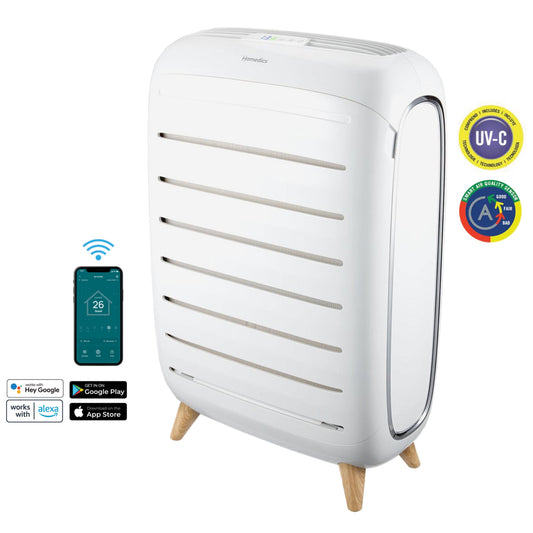 HOMEDICS Smart Wi-Fi Series with Air Quality Sensor 5-Speed Ionic Smart White True HEPA and Uv Air Purifier ENERGY STAR (Covers: 553-sq ft) AP-C500