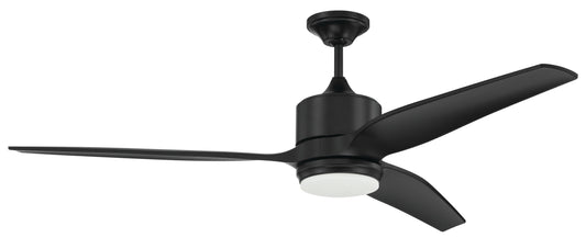 Craftmade Mobi 60-in Integrated LED Outdoor Flat Black with Flat Black Blades Ceiling Fan With Light - Remote Included ( 3 -Blade )