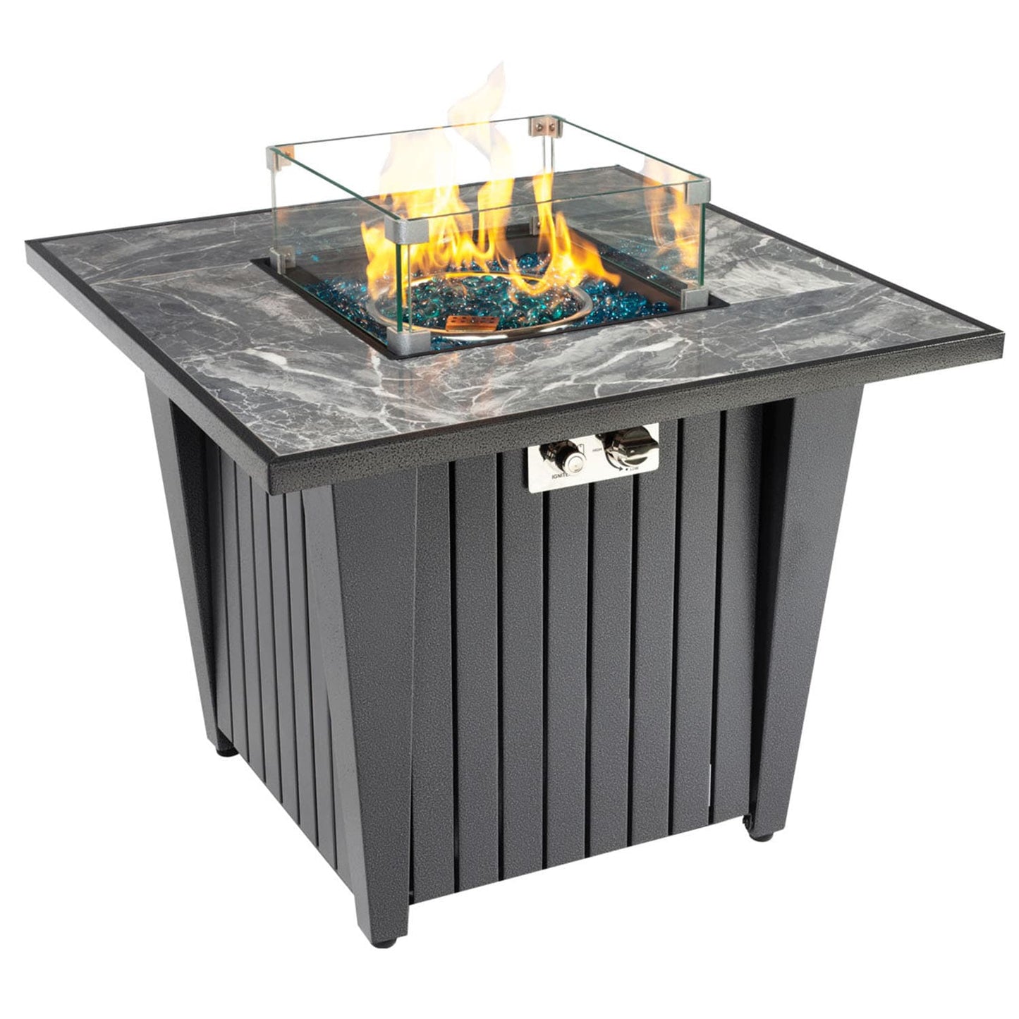 Bybafun 32-in W 50000 Maximum BTUs Steel Square Liquid propane Fire pit table