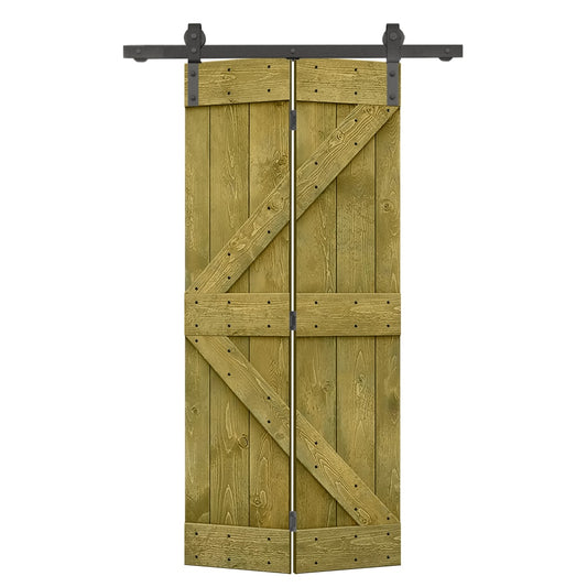 CALHOME 20-in x 84-in Jungle Green Pine Wood Solid core Single Barn Door (Hardware Included)
