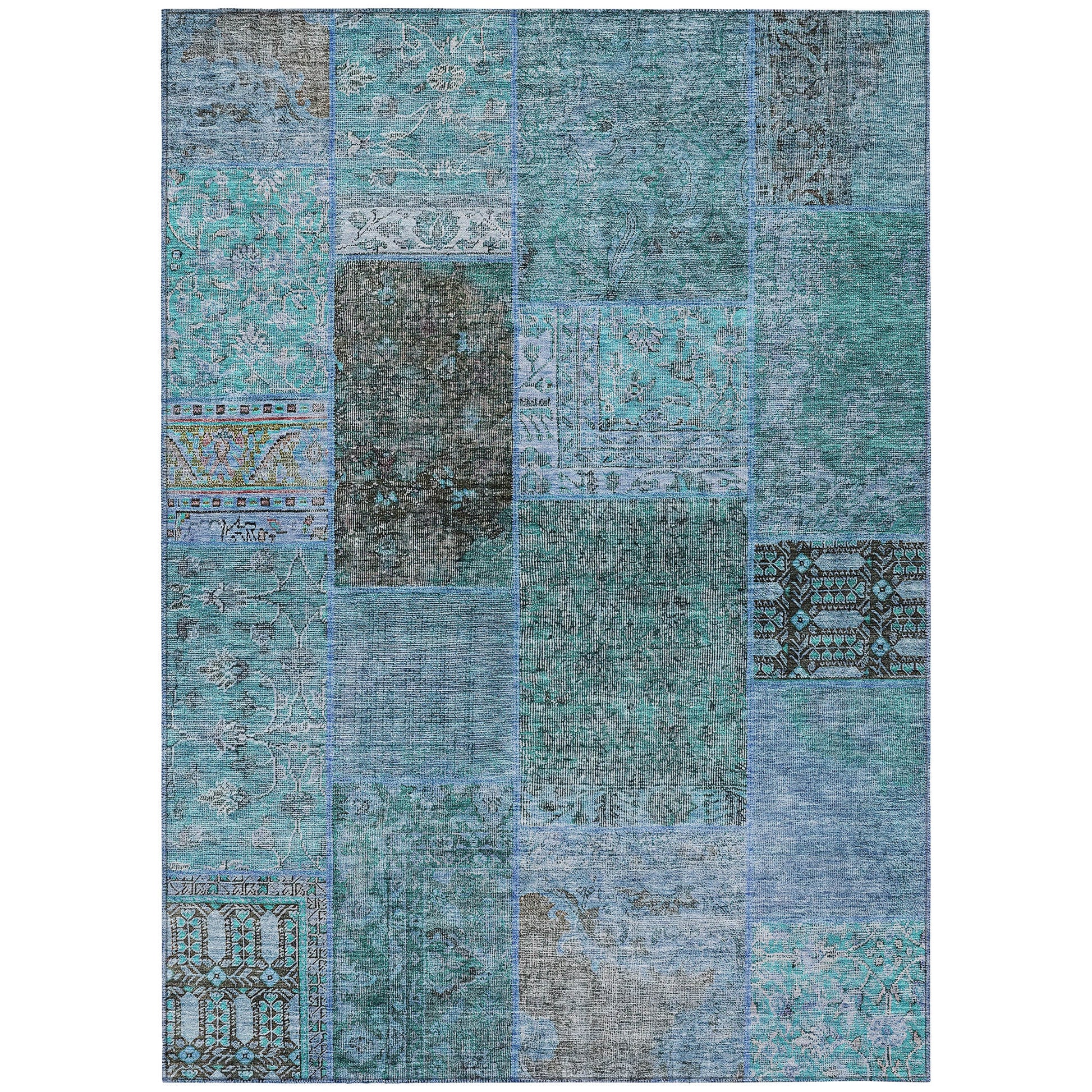 Addison Rugs Chantille ACN669TE 8 x 10 (ft) Teal Rectangular Indoor/Outdoor Geometric Machine washable Area rug