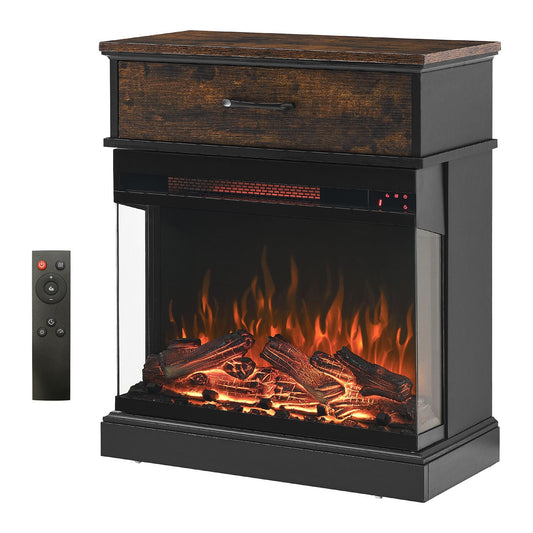 SINOFURN 25-in W Black Infrared Quartz Electric Fireplace SYC070002BK