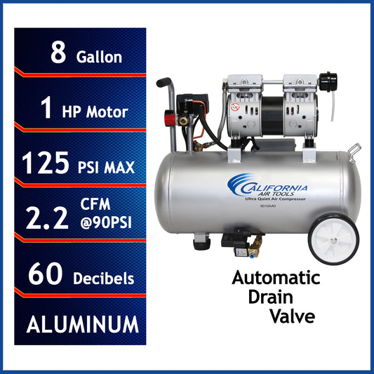 California Air Tools 8-Gallon Stationary Electric 120 PSI Horizontal Air Compressor 8010AAD