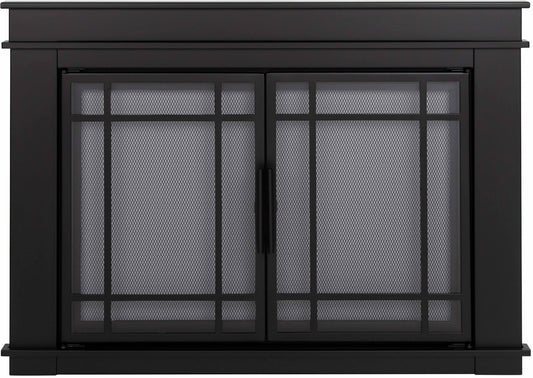 Pleasant Hearth Filmore Midnight Black Small Cabinet-style Fireplace Doors with Smoke Tempered Glass FL-5800