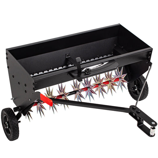 Suchtale 100-lb Capacity Spike Aerator Drop Tow-Behind Spreader SP-003-LS