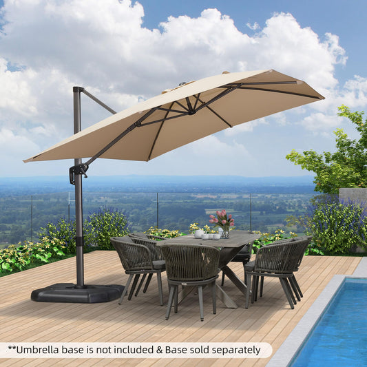 PURPLE LEAF 9-ft Aluminum Beige Crank Cantilever Patio Umbrella