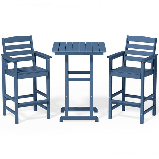 JEAREY 3-Piece Adirondack Minimalist High Bar Stool Set, 3 -Piece Patio Conversation Set