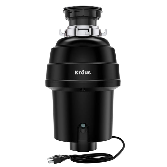 Kraus WasteGuard Continuous Feed 1-HP Septic Safe Corded Garbage Disposal with Noise Insulation KWD100-100MBL