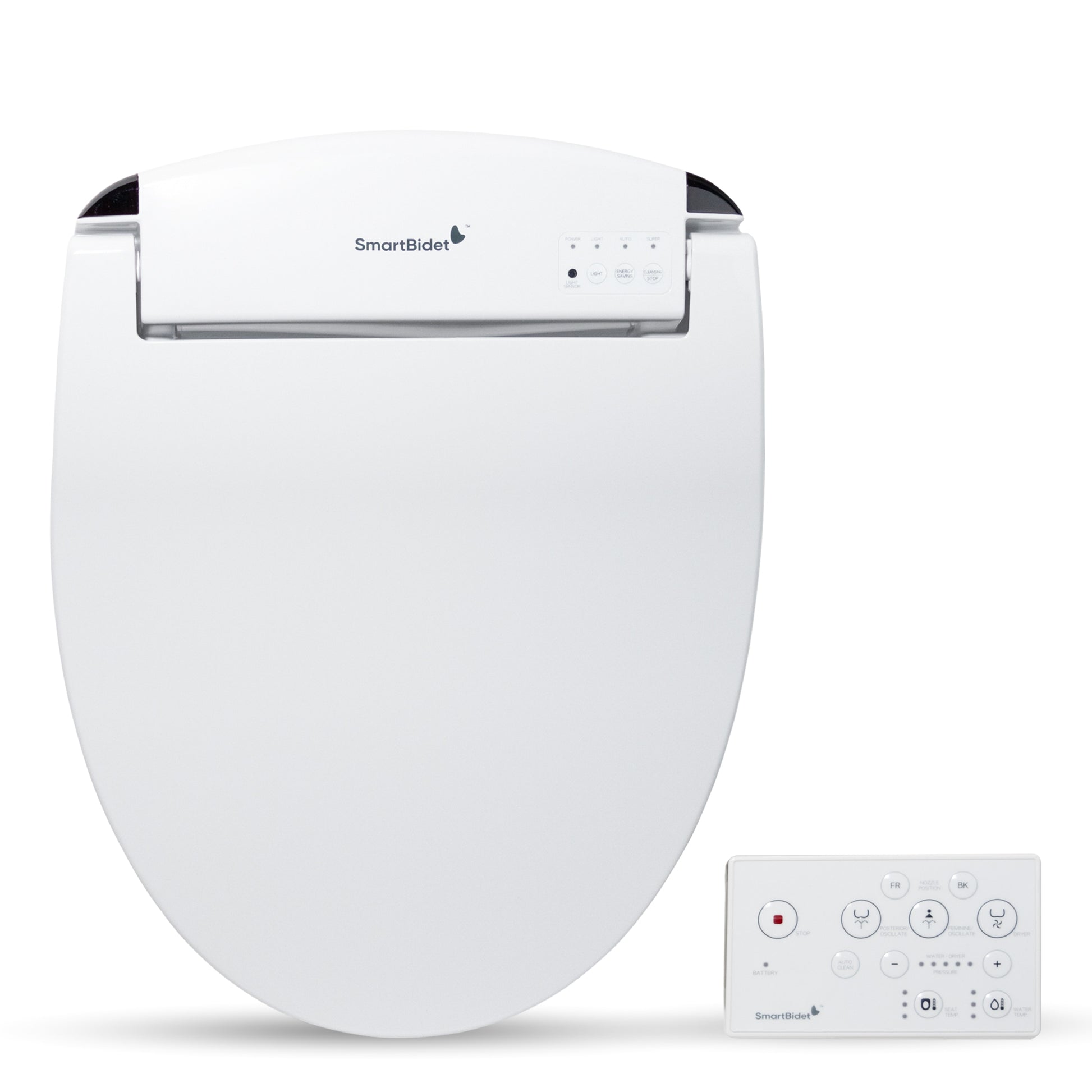 SmartBidet Plastic White Round Slow Close Feature Heated Bidet Function Toilet Seat