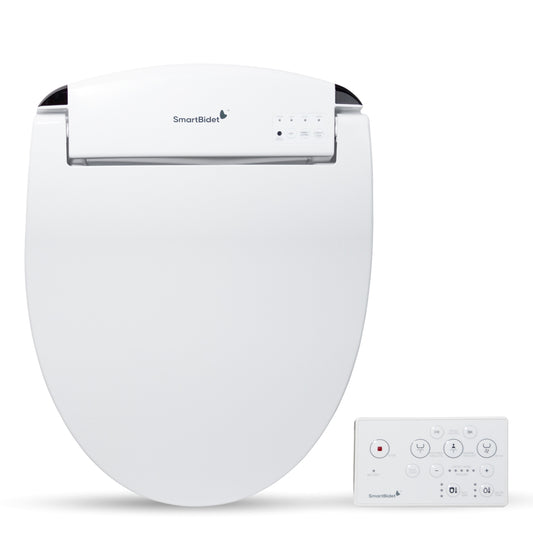 SmartBidet Plastic White Round Slow Close Feature Heated Bidet Function Toilet Seat
