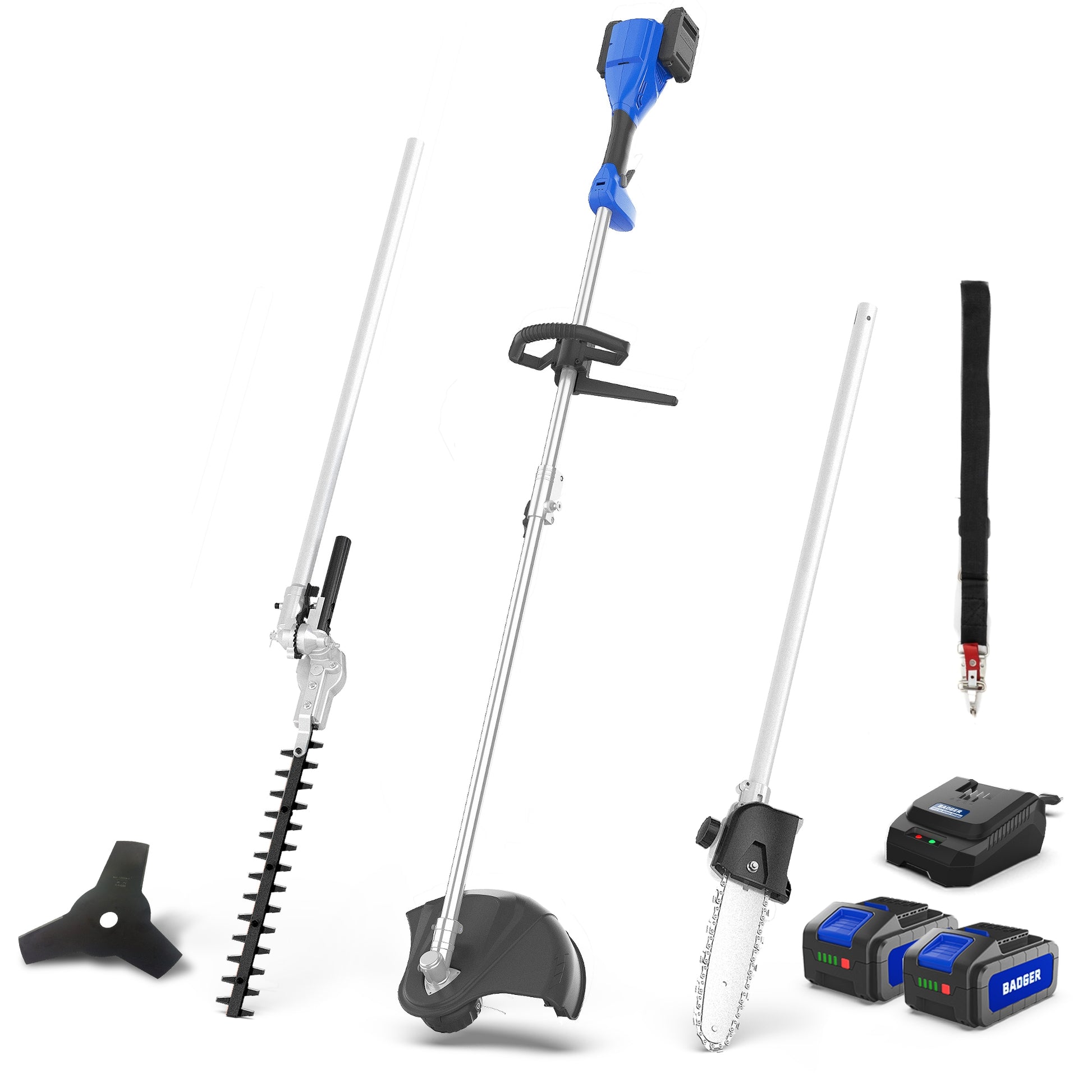 Wild Badger Power LinkOn 20-volt Cordless Battery String Trimmer and Hedge Trimmer and Chainsaw Pole Saw Combo Kit 2 Ah (Battery & Charger Included) WB20VCOMBO