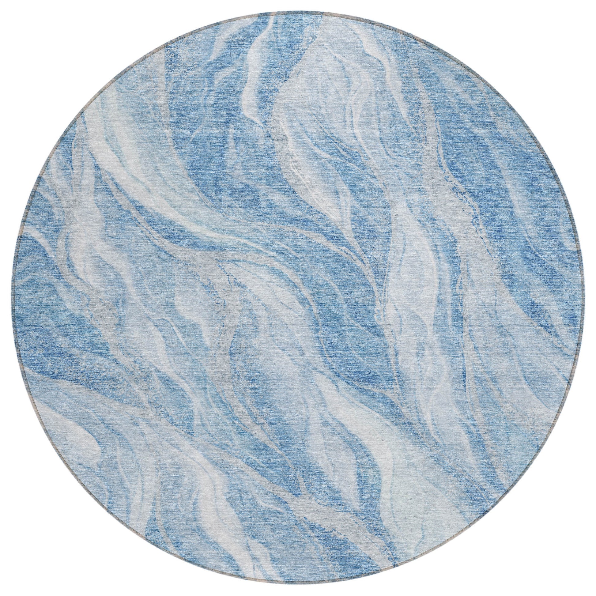 Addison Rugs Chantille ACN720BU 8 x 8 (ft) Blue Round Indoor/Outdoor Geometric Machine washable Area rug