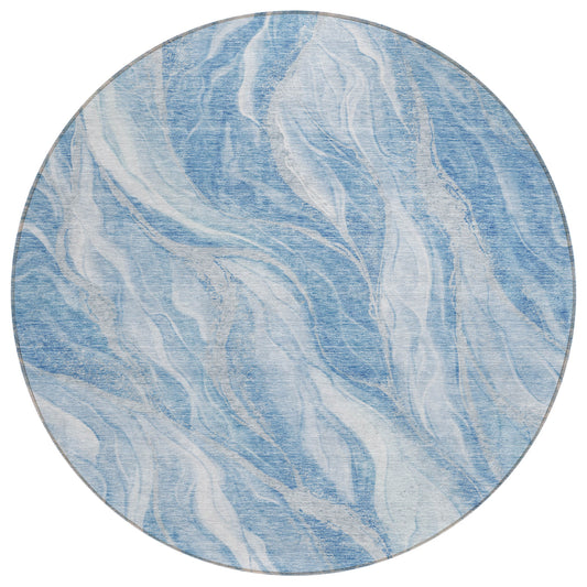 Addison Rugs Chantille ACN720BU 8 x 8 (ft) Blue Round Indoor/Outdoor Geometric Machine washable Area rug