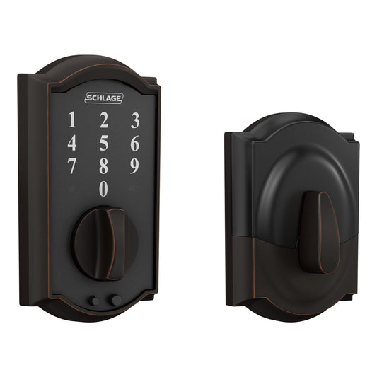Schlage Touch Camelot Aged Bronze Electronic Deadbolt Touchscreen Keypad BE375 V CAM 716