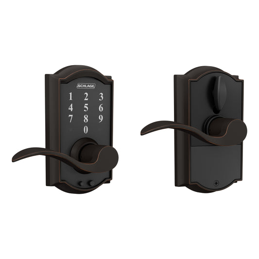 Schlage Touch Camelot Aged Bronze Electronic Handle Touchscreen Keypad FE695 V CAM 716 ACC