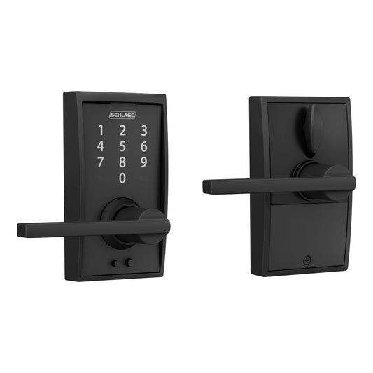 Schlage Touch Century-Latitude Matte Black Electronic Handle Touchscreen Keypad FE695 CEN 622 LAT