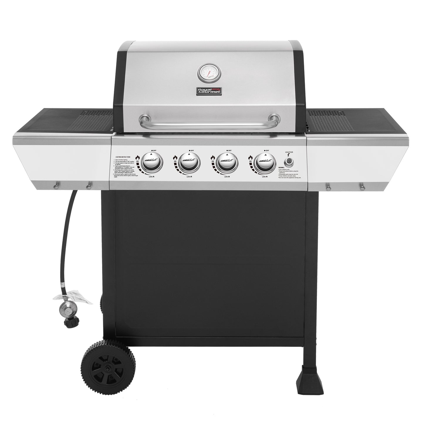 Royal Gourmet Freestanding Series Black and Silver 4 -Burner Liquid Propane Gas Grill