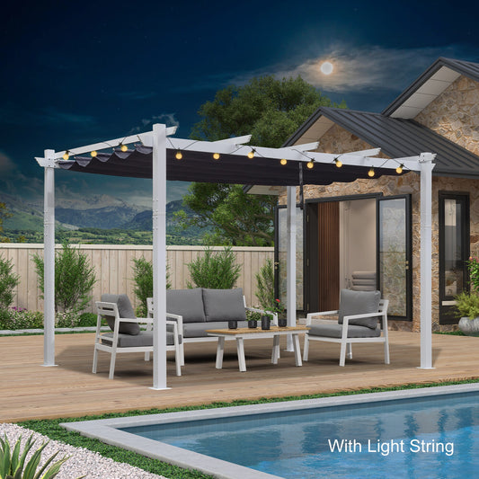 PURPLE LEAF 10-ft W x 13-ft L x 8-ft H Navy Blue Metal Freestanding Pergola with Canopy