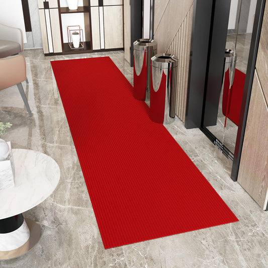 Ottomanson 3 ft 11 in x 51 ft Extra Long Hallway Runner 4 x 51 (ft) Loomed Red Rectangular Indoor/Outdoor Solid Industrial Pet Friendly Runner rug