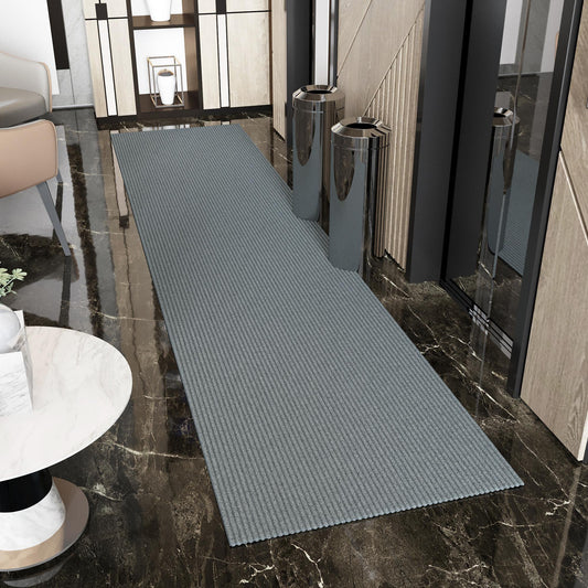 Ottomanson 3 ft 11 in x 48 ft Extra Long Hallway Runner 4 x 48 (ft) Loomed Gray Rectangular Indoor/Outdoor Solid Industrial Pet Friendly Runner rug