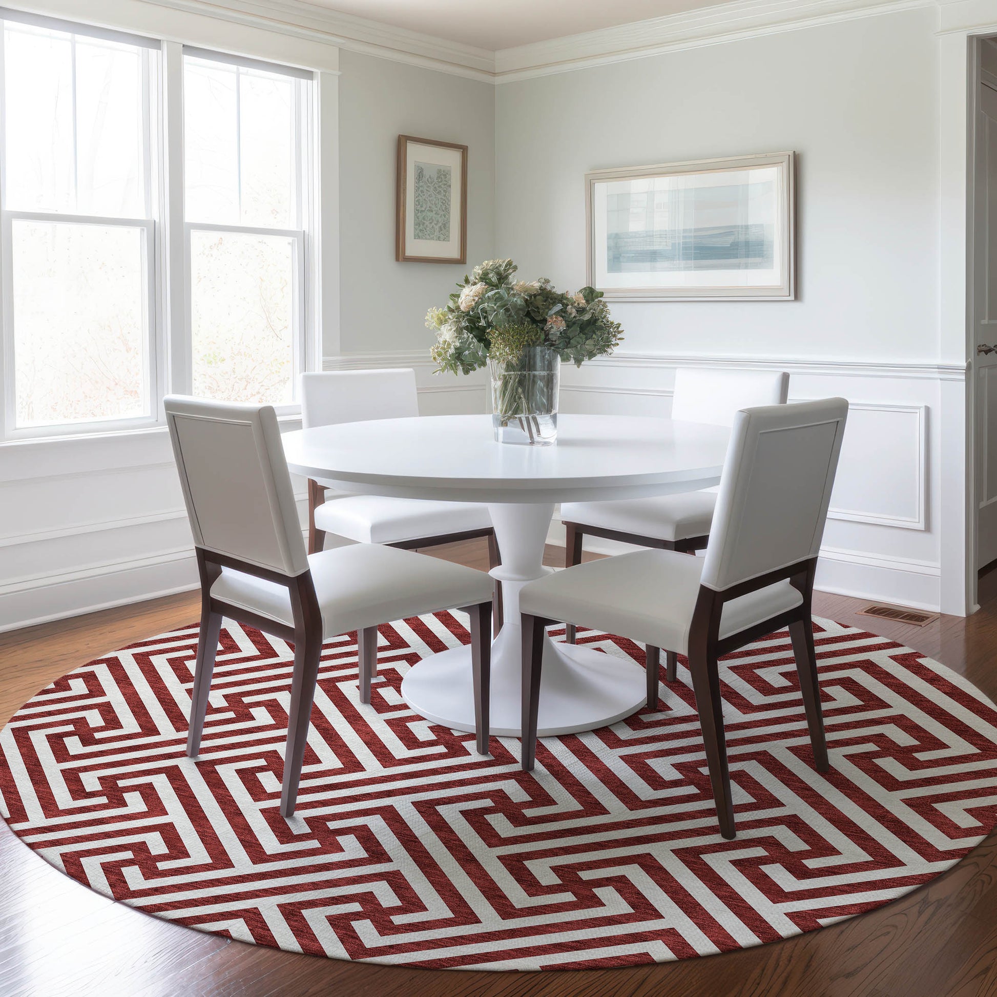 Addison Rugs Chantille ACN731MM 8 x 8 (ft) Merlot Round Indoor/Outdoor Geometric Machine washable Area rug