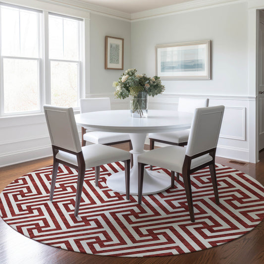 Addison Rugs Chantille ACN731MM 8 x 8 (ft) Merlot Round Indoor/Outdoor Geometric Machine washable Area rug