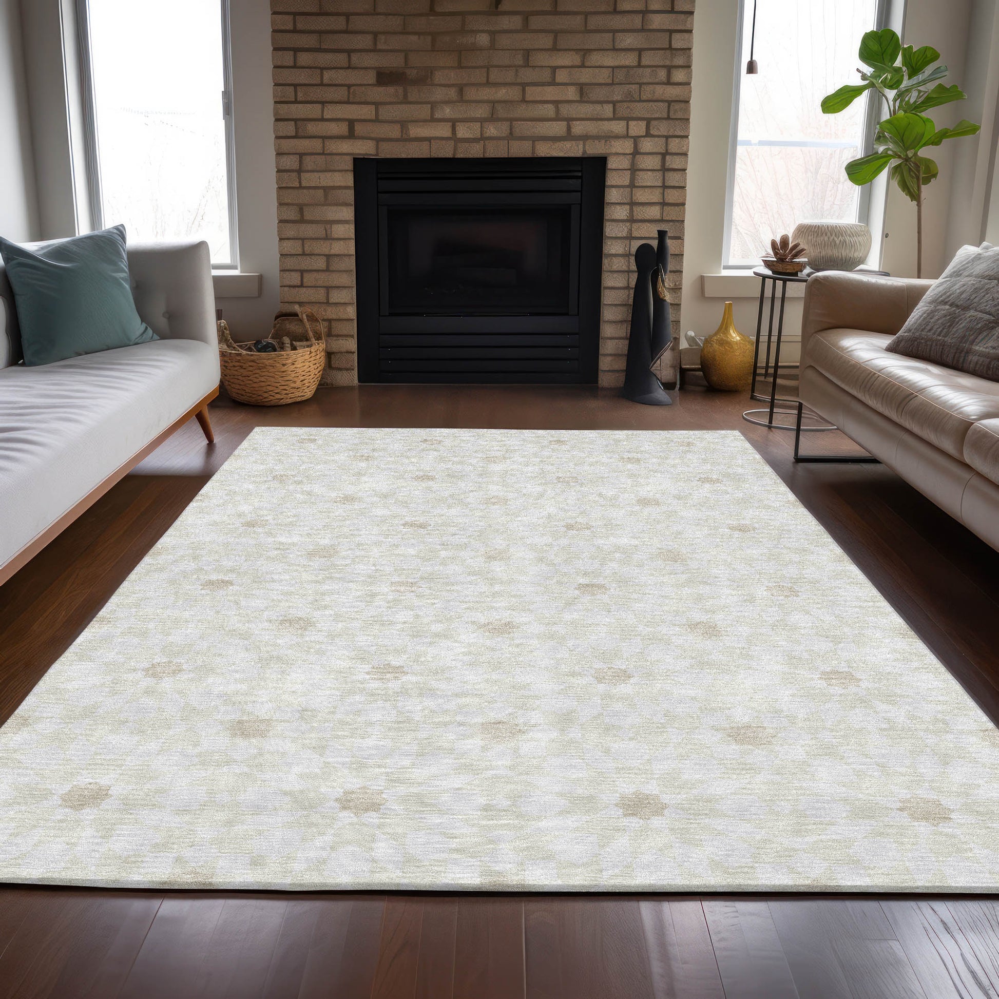 Addison Rugs Chantille ACN734IV 9 x 12 (ft) Ivory Rectangular Indoor/Outdoor Geometric Machine washable Area rug