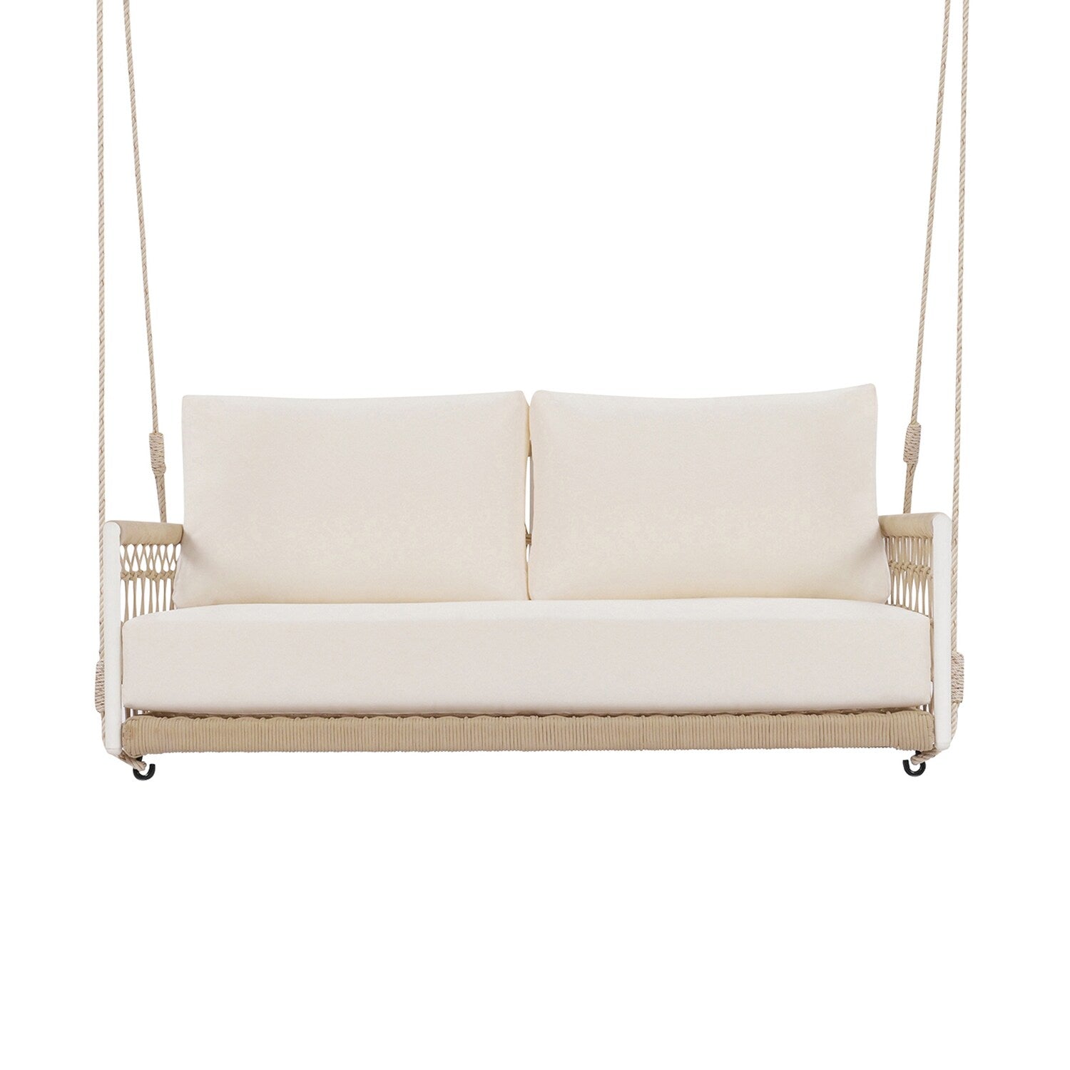 Bybafun 2 -person Beige + White HDPE Outdoor Swing
