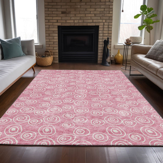 Addison Rugs Chantille ACN728PI 9 x 12 (ft) Pink Rectangular Indoor/Outdoor Geometric Machine washable Area rug