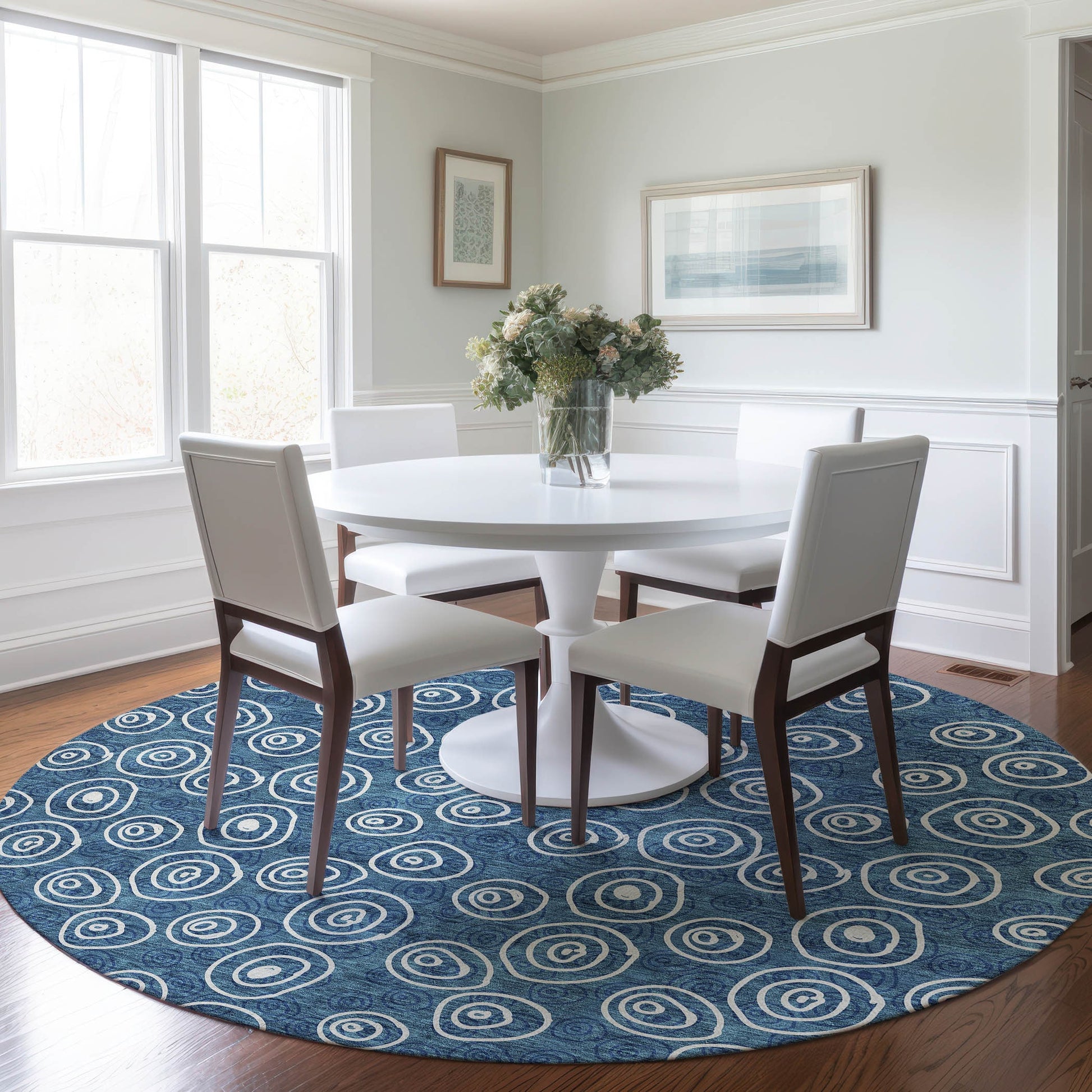 Addison Rugs Chantille ACN728BU 8 x 8 (ft) Blue Round Indoor/Outdoor Geometric Machine washable Area rug
