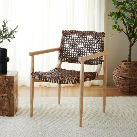 Safavieh Sianna Casual Natural/Cognac Leather Accent Chair