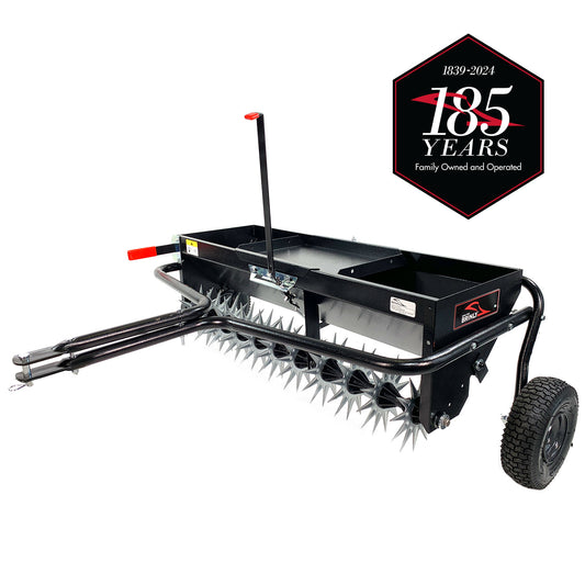 Brinly 40-in Aerator Spreader with Weight Tray, Pneumatic Tires, Hitch Pin Included AS2-40BH-P