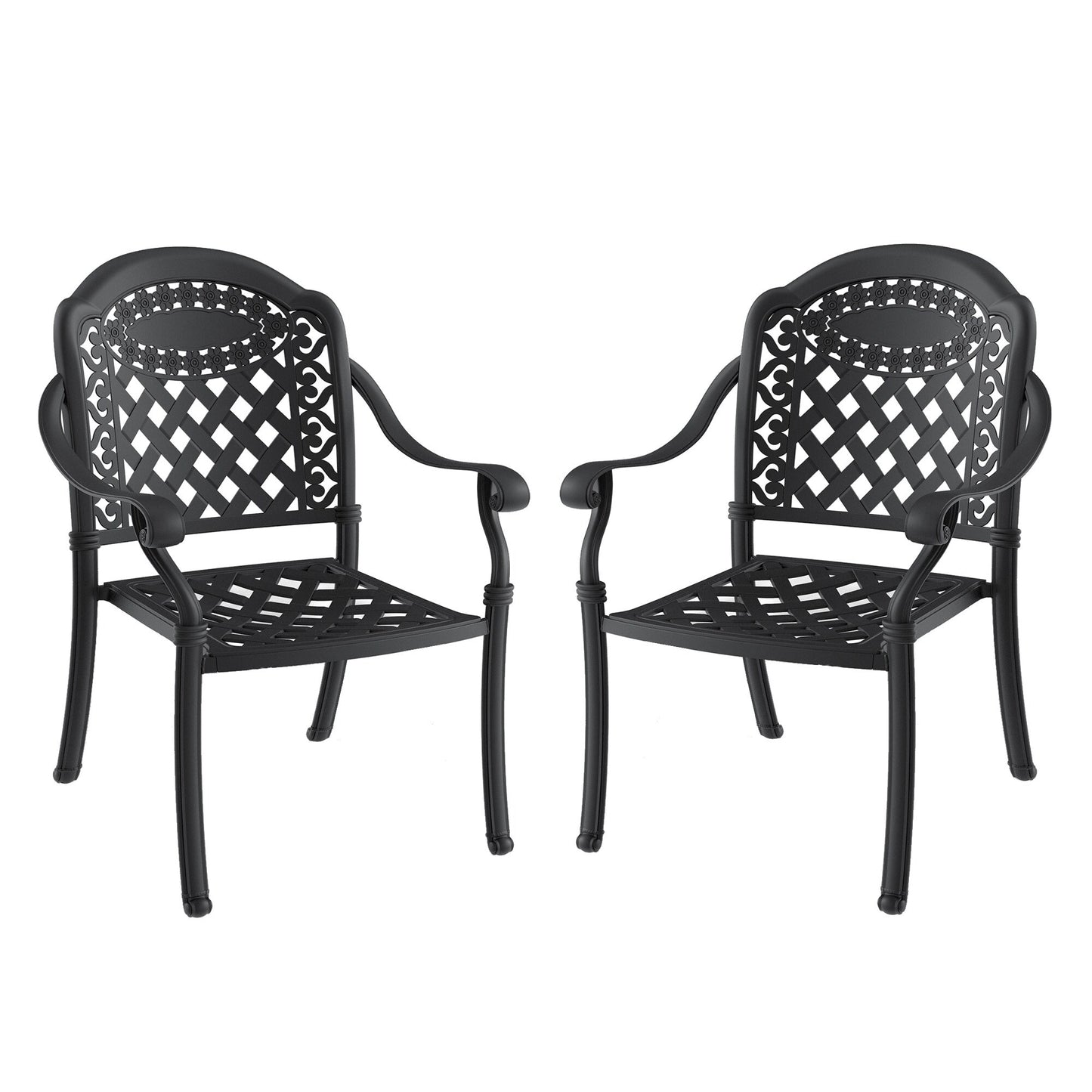 CESICIA PatioÂ Chairs Set of 2 Black Aluminum Frame Stationary Dining Chair with Multiple colors/finishes Cushioned Seat