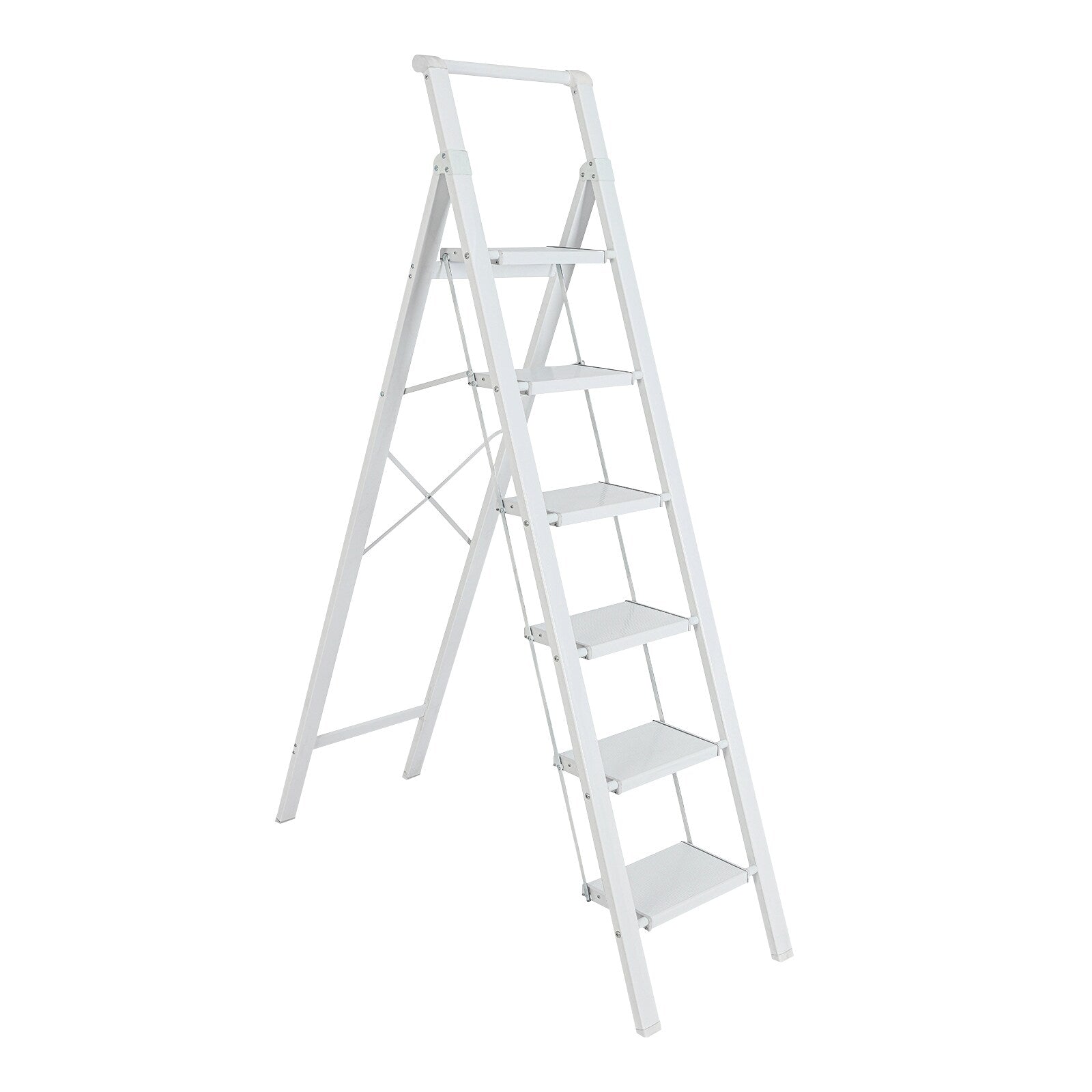 Maocao Hoom 6-Step 330-lb Capacity White Aluminum Foldable Step Stool BH20404