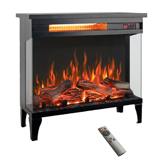 Clihome 23.9-in W Black LED Electric Fireplace CL-TV01-WH