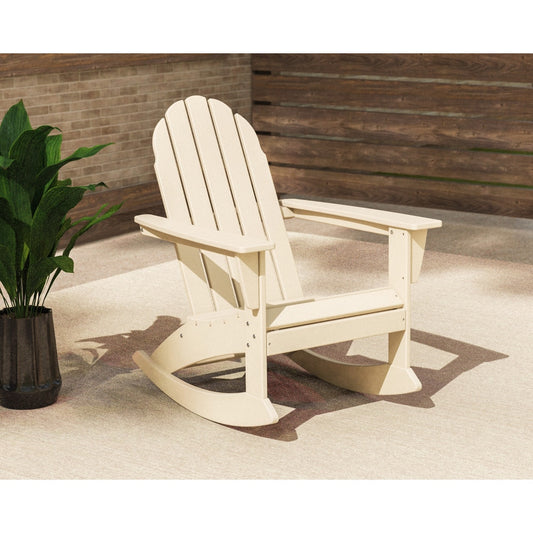 POLYWOOD Vineyard Sand HDPE Frame Rocking Chair with Slat Seat
