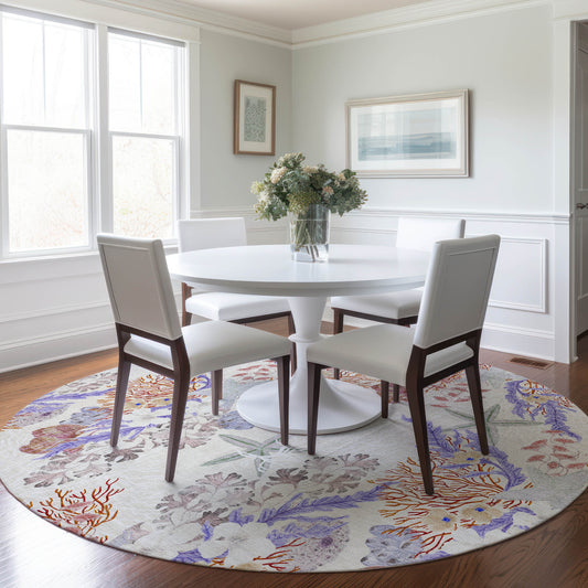 Addison Rugs Mayfield AMF180SP 8 x 8 (ft) Loomed Spice Round Indoor Geometric Machine washable Pet Friendly Area rug