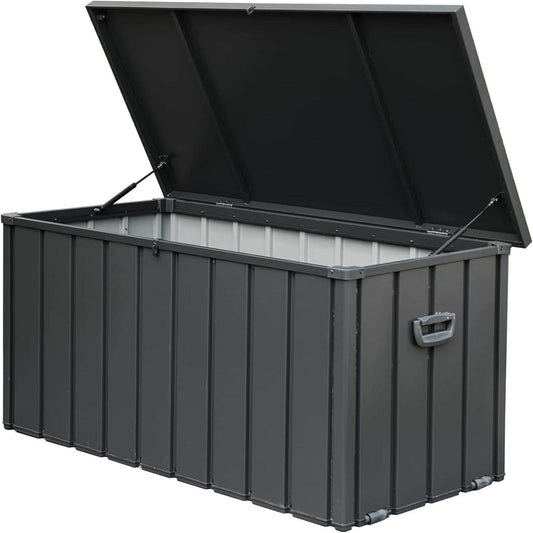 Bayfeve 200-Gallon Dark Gray Metal Deck Box