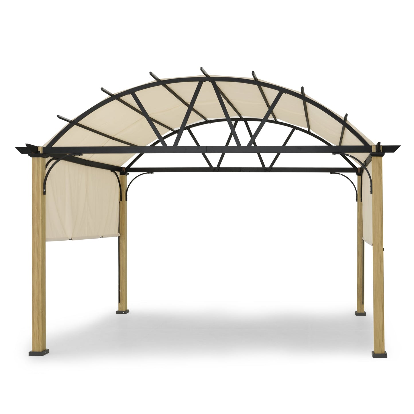  10-ft W x 13-ft L x 9-ft H Beige Metal Freestanding Pergola with Canopy