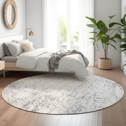 Addison Rugs Mayfield AMF606GY 8 x 8 (ft) Loomed Gray Round Indoor Geometric Machine washable Pet Friendly Area rug