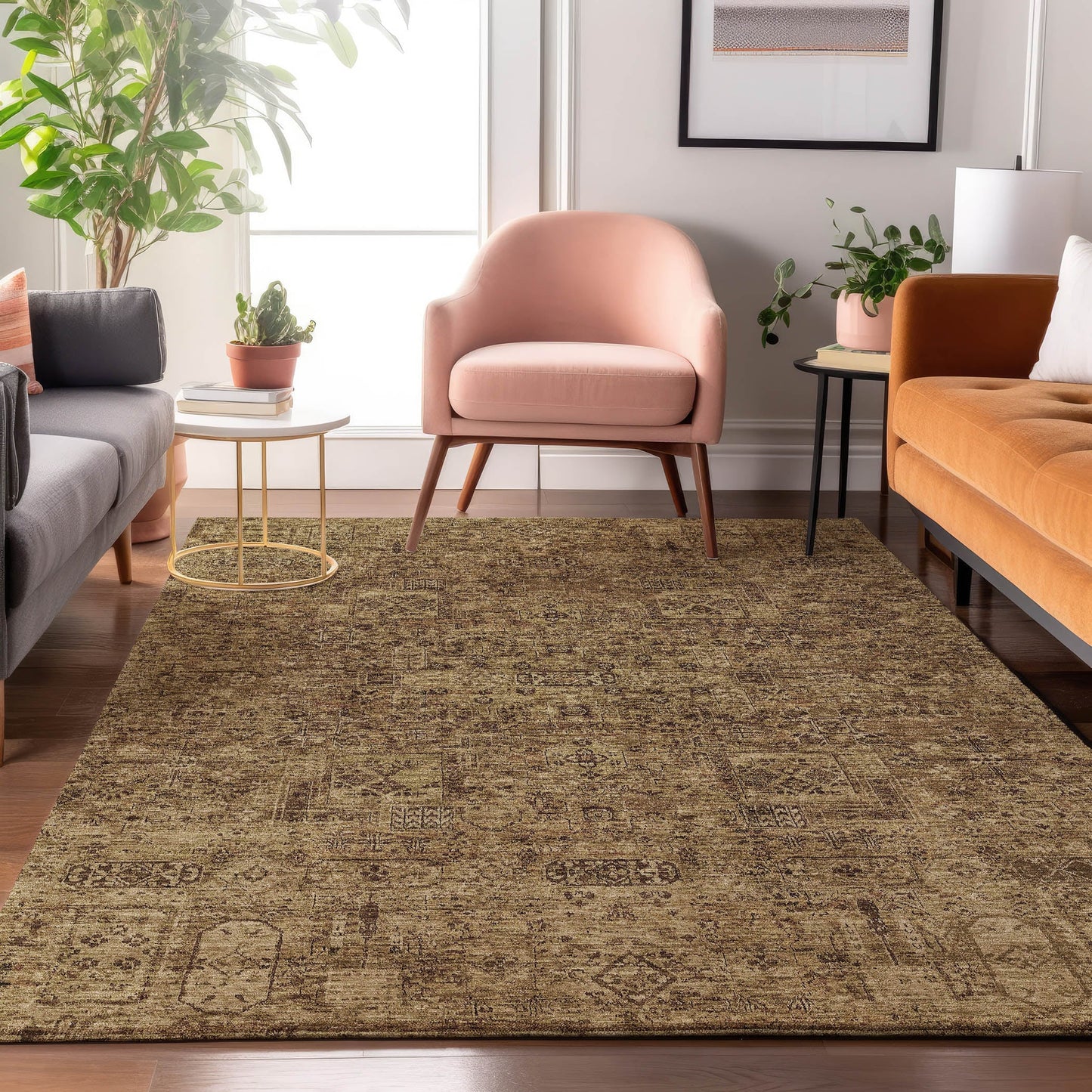 Addison Rugs Mayfield AMF611MO 8 x 10 (ft) Loomed Mocha Rectangular Indoor Geometric Machine washable Pet Friendly Area rug
