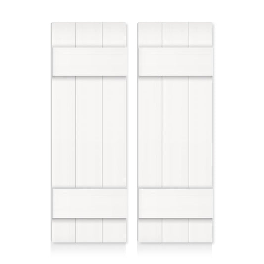 CALHOME 24-in W x 24-in H White Farmhouse End Batten Wood Exterior Shutters (2-Pack)