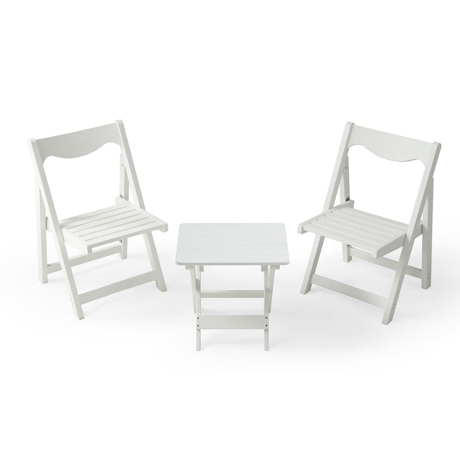 Forclover HIPS Foldable Small Table and Chair Set 3 -Piece Patio Conversation Set