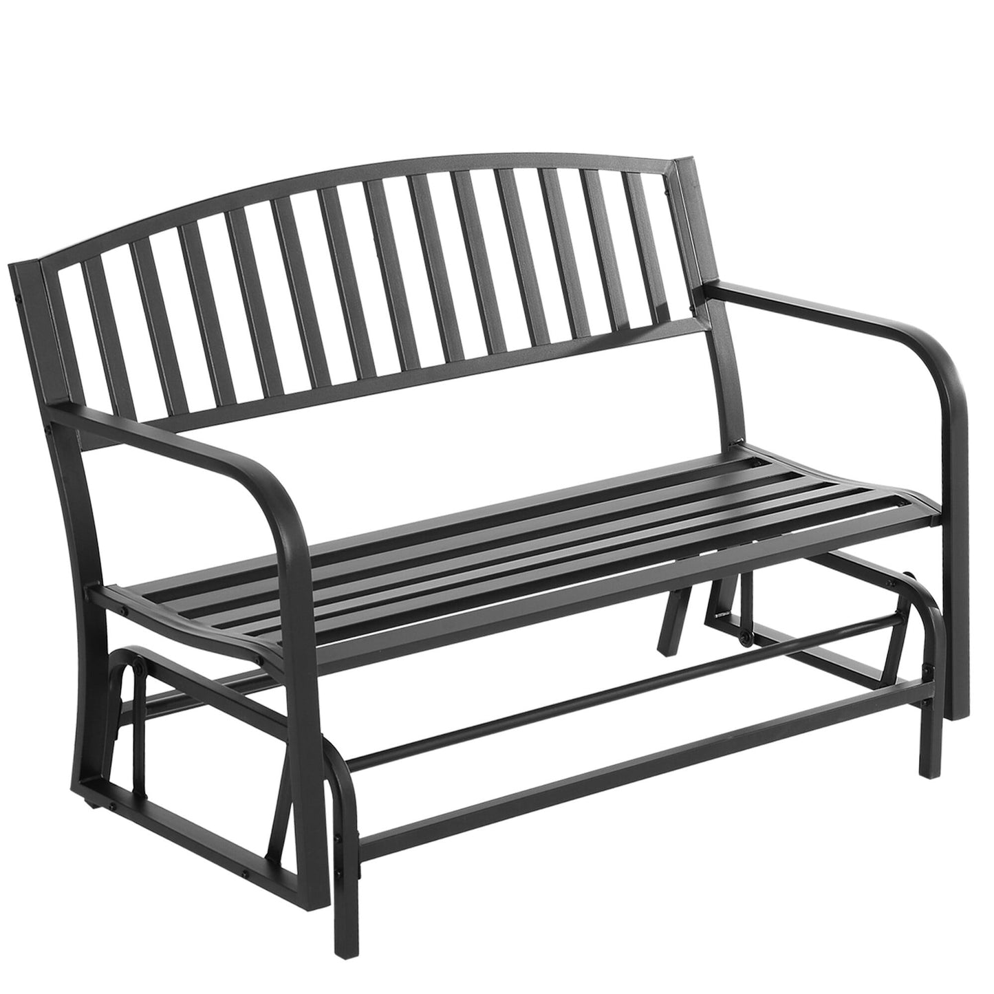 Miki Shinly Outdoor Patio Benches 50.5-in W x 35-in H Black Steel Garden Bench