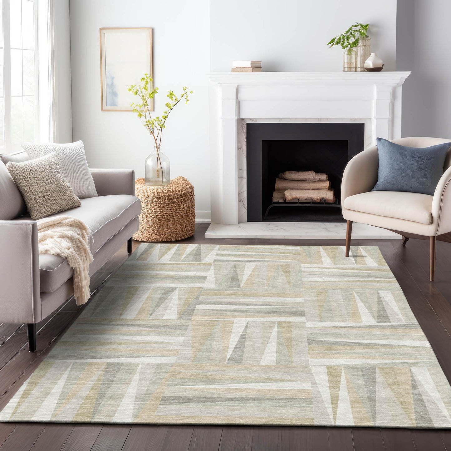 Addison Rugs Chantille ACN1012IV 8 x 10 (ft) Ivory Rectangular Indoor/Outdoor Geometric Machine washable Pet Friendly Area rug