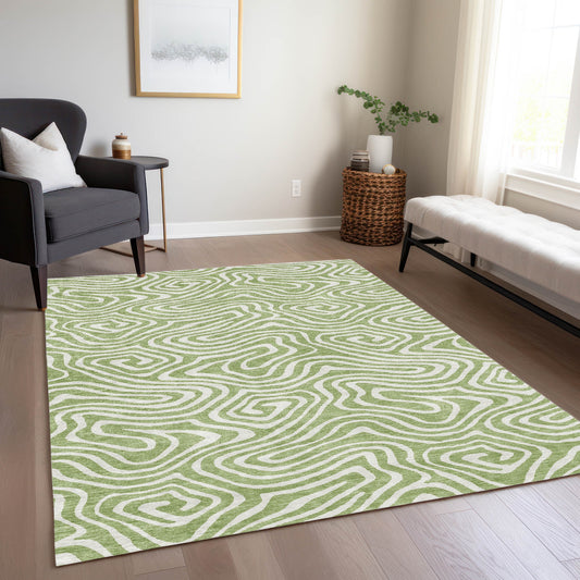 Addison Rugs Chantille ACN1020AL 8 x 10 (ft) Aloe Rectangular Indoor/Outdoor Geometric Machine washable Pet Friendly Area rug