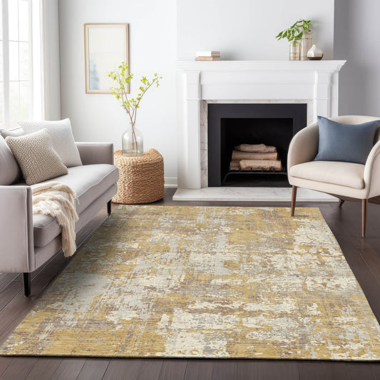 Addison Rugs Chantille ACN1008GO 8 x 10 (ft) Gold Rectangular Indoor/Outdoor Geometric Machine washable Pet Friendly Area rug