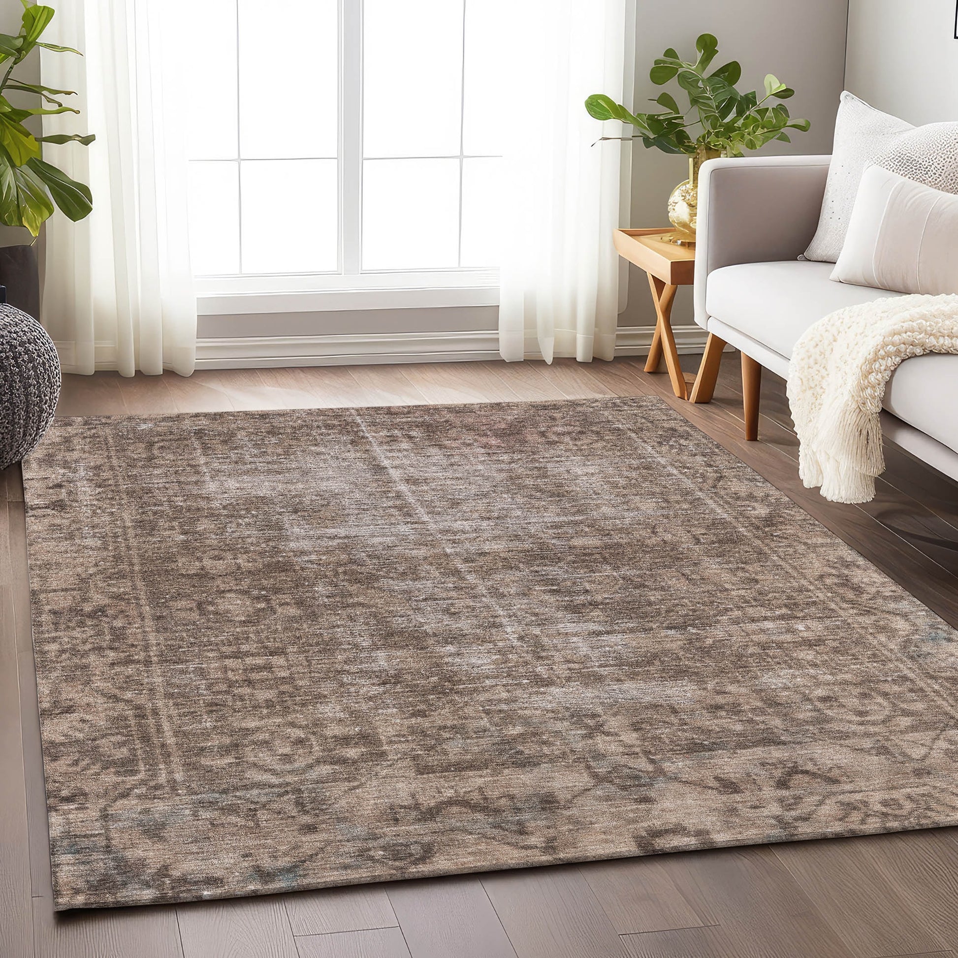 Addison Rugs Chantille ACN1228BR 10 x 14 (ft) Brown Rectangular Indoor/Outdoor Geometric Machine washable Pet Friendly Area rug